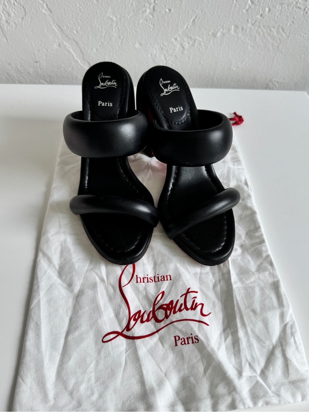 Christian Louboutin Inflama Sab Leather Two-Strap Block Heel Mules